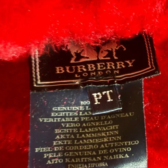 Burberry Red Genuine Lambskin Coat